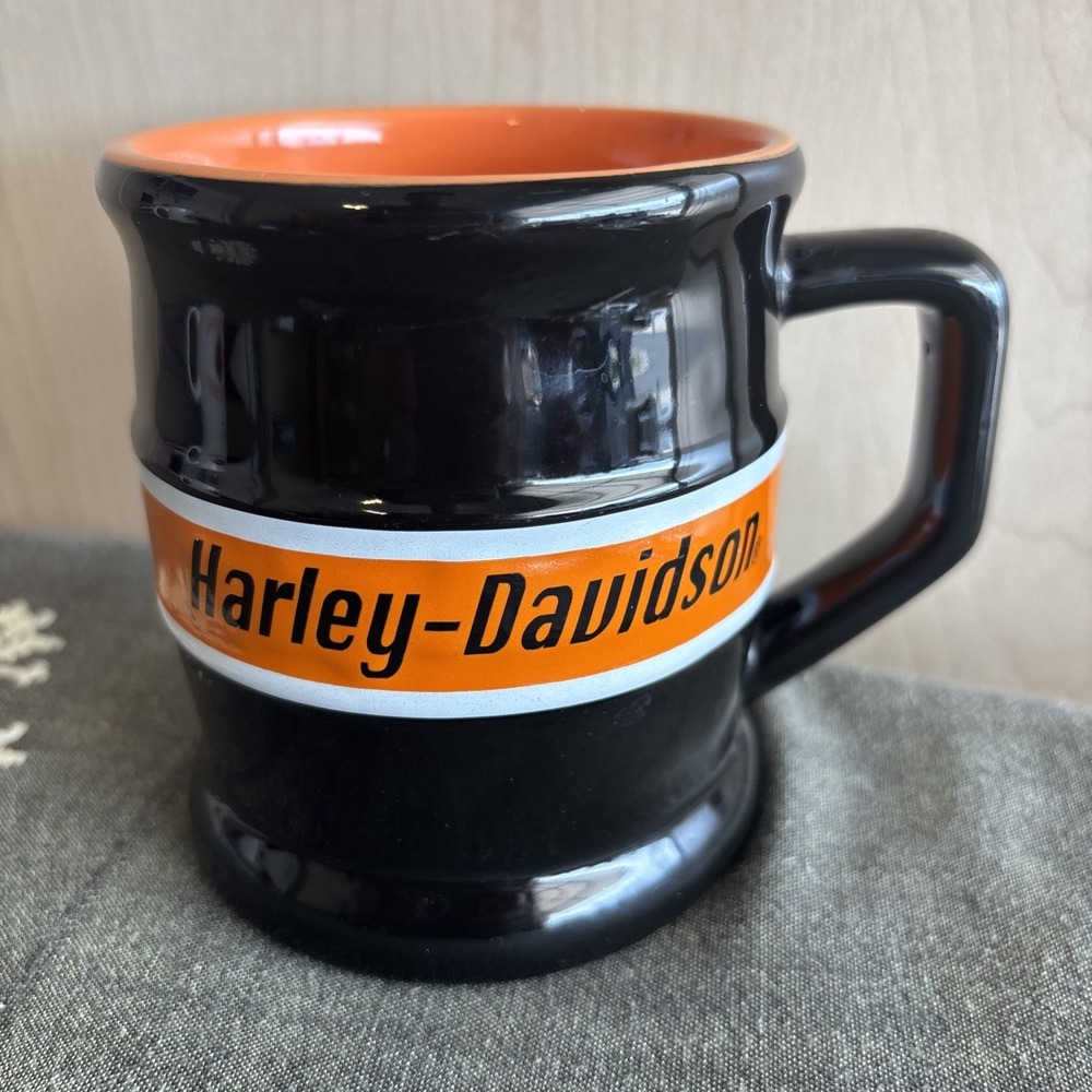 Harley Davidson Black Orange‎ Classic 10oz Coffee Mug Officially Licensed EUC
